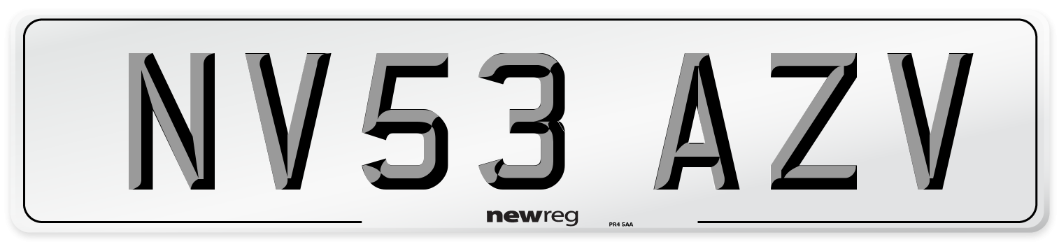 NV53 AZV Number Plate from New Reg
